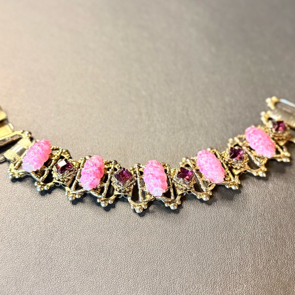 Unique Unsigned Selro Style Gold Tone Panel Bracelet Renaissance Revival